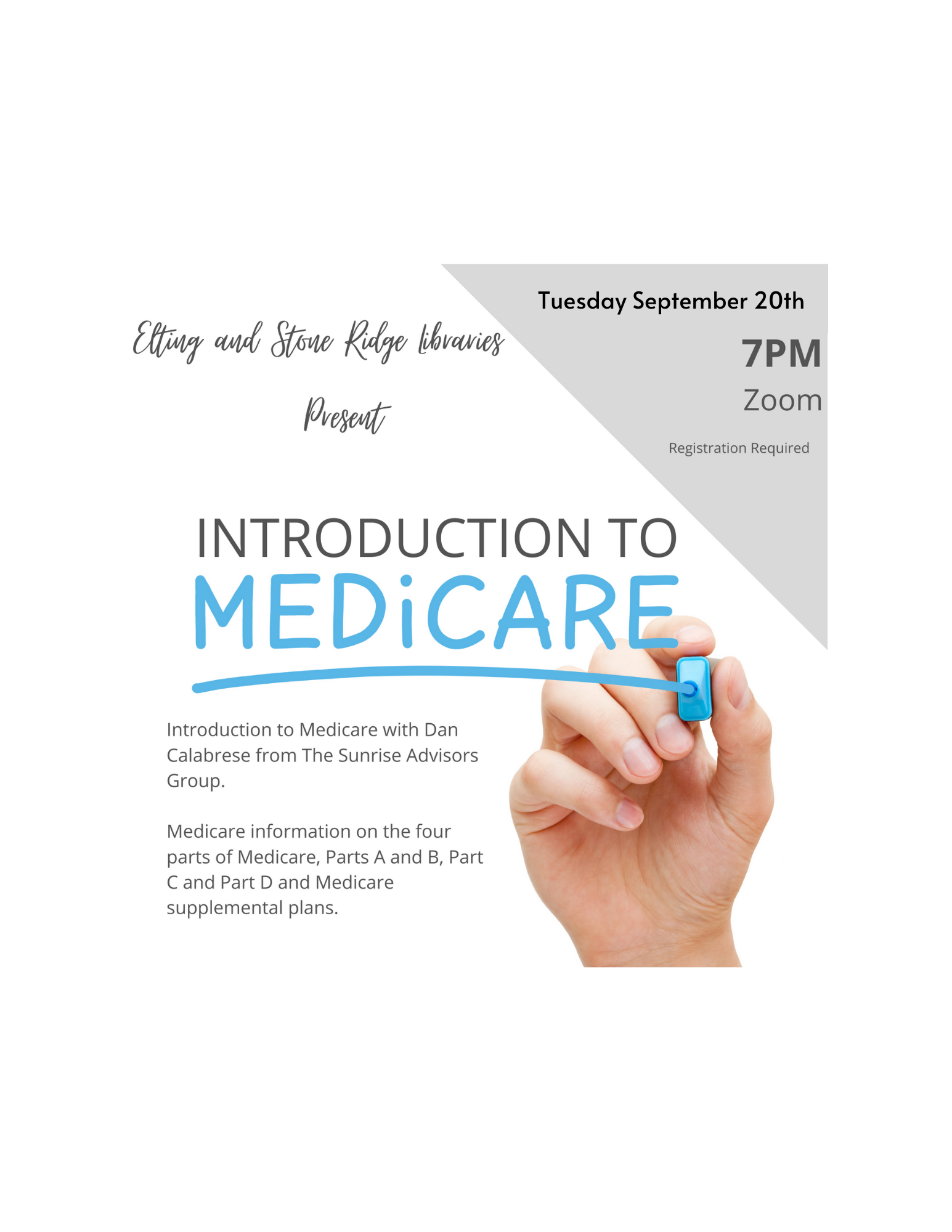 Introduction to Medicare - Tuesday, September 20, 2022, 7:00 PM